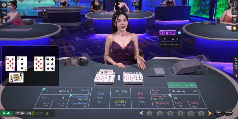 Bàn chơi Baccarat siêu hấp dẫn tại casino 78win