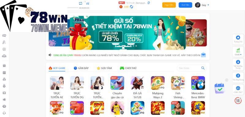 Hội viên chọn đăng nhập 78win và cung cấp thông tin lần lượt theo yêu cầu